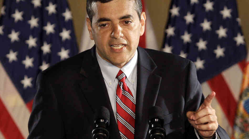 Rep. David Rivera, R-Fla., speaks in Coral Gables in November 2010. Rivera is under investigation by state and federal authorities for allegedly misusing campaign funds.