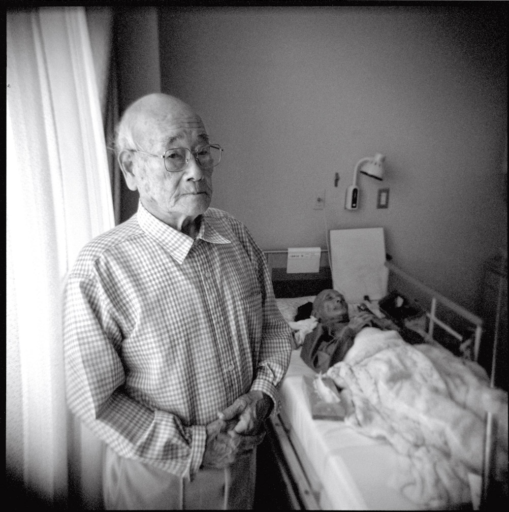 Hamamoto Miyata, 93, is seen with his roommate, Tokutaro Kojima, at The Hill of Grace Nagasaki A-Bomb Home. 