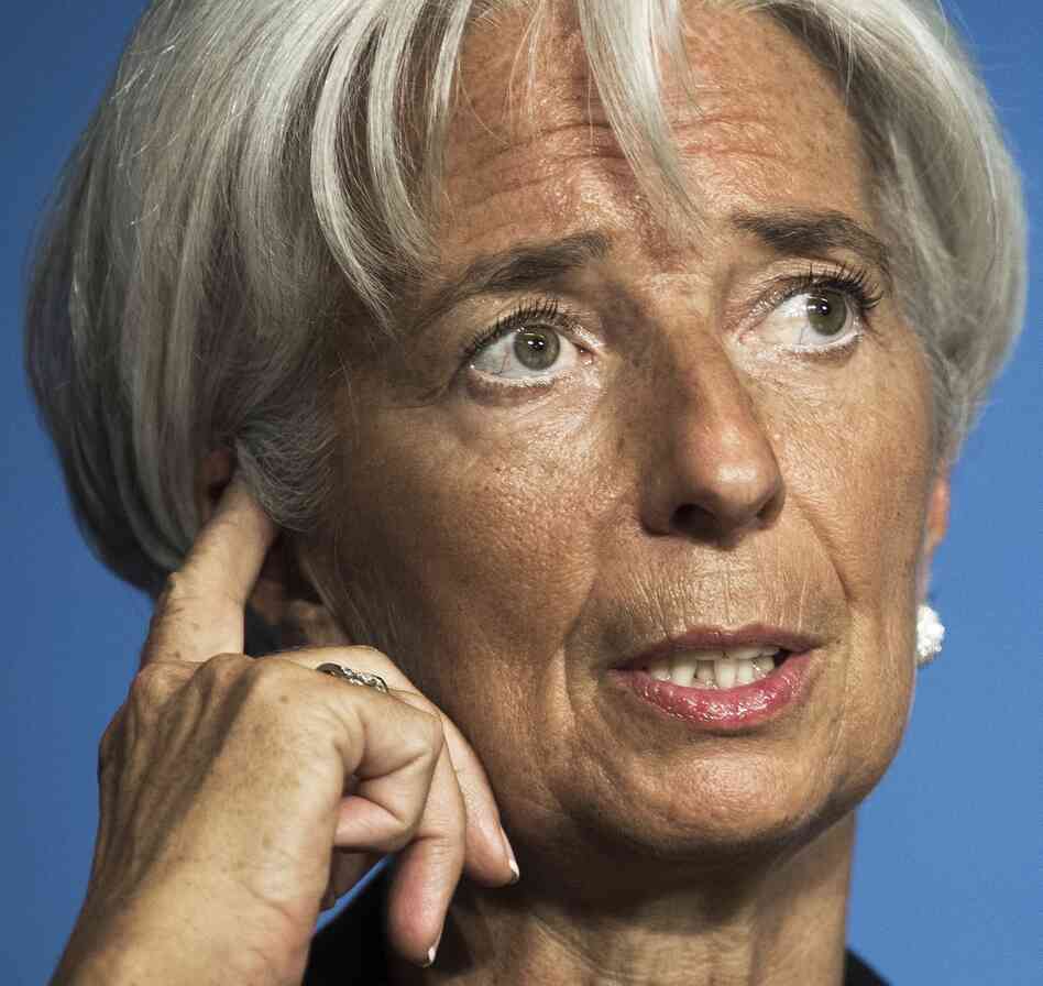 International Monetary Fund Managing Director Christine Lagarde delivers remarks at the Peterson Institute for International Economics on Monday in Washington, D.C. Lagarde said there are a number of factors eroding growth.