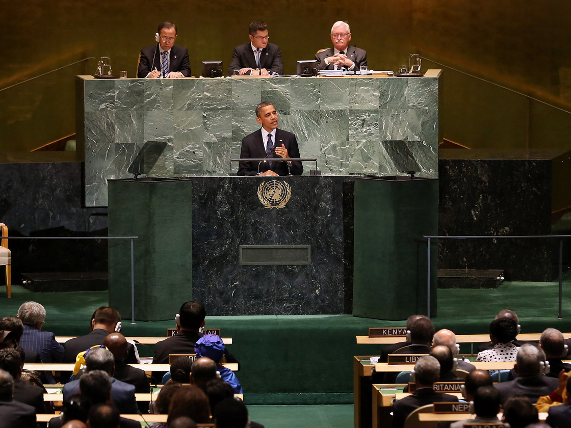 President Obama at the U.N. General Assembly this morning.