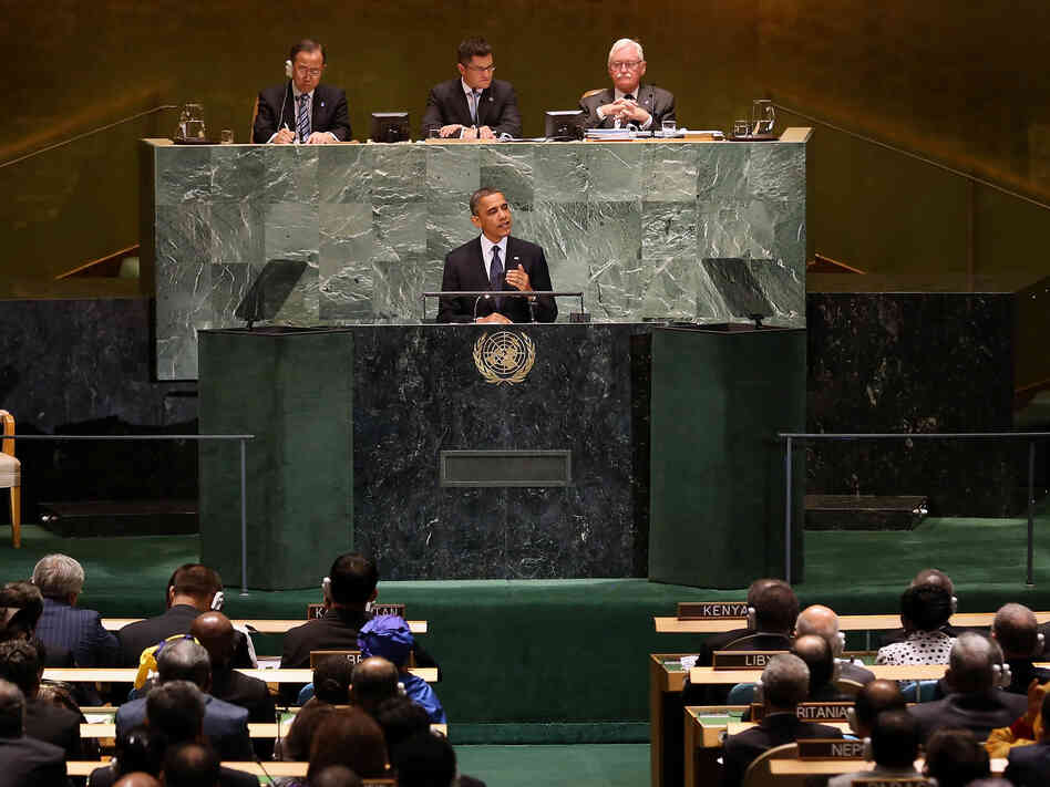 President Obama at the U.N. General Assembly this morning.
