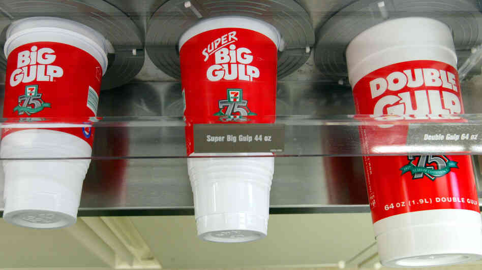 There's no industry standard size for food and drink portions, so it's hard to compare a Big Gulp with a McDonald's medium soda.