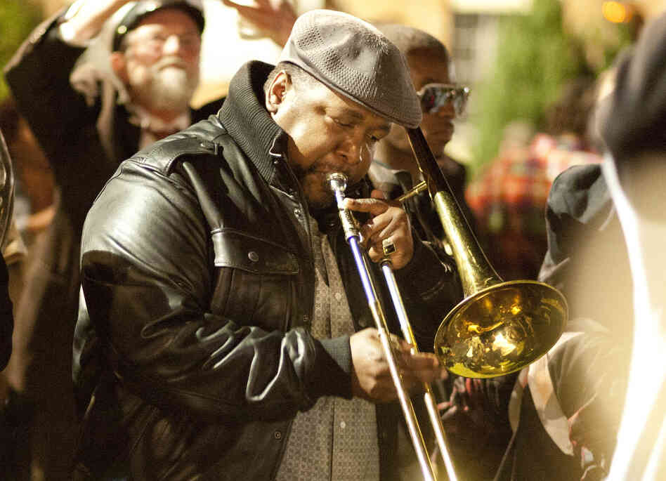 Antoine Batiste (Wendell Pierce) plays in a tribute to tuba player Kerwin James.