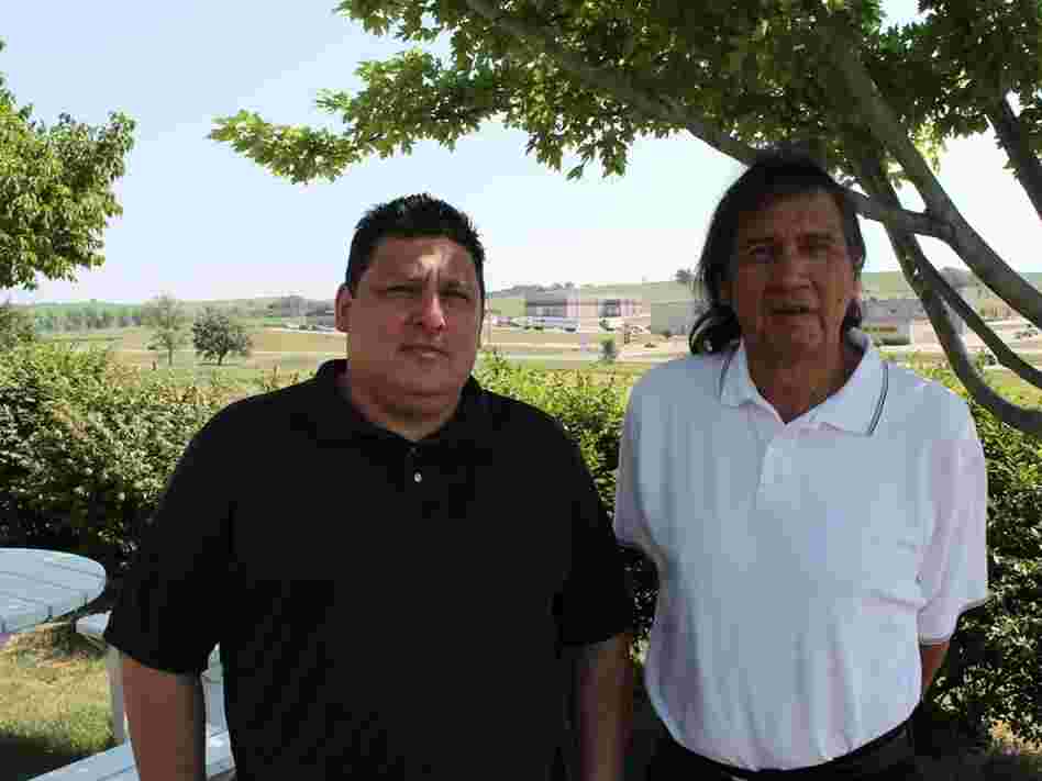 Winnebago tribe members Lance Morgan (left) and Frank LaMere are pushing for Whiteclay's liquor stores to be shut down.