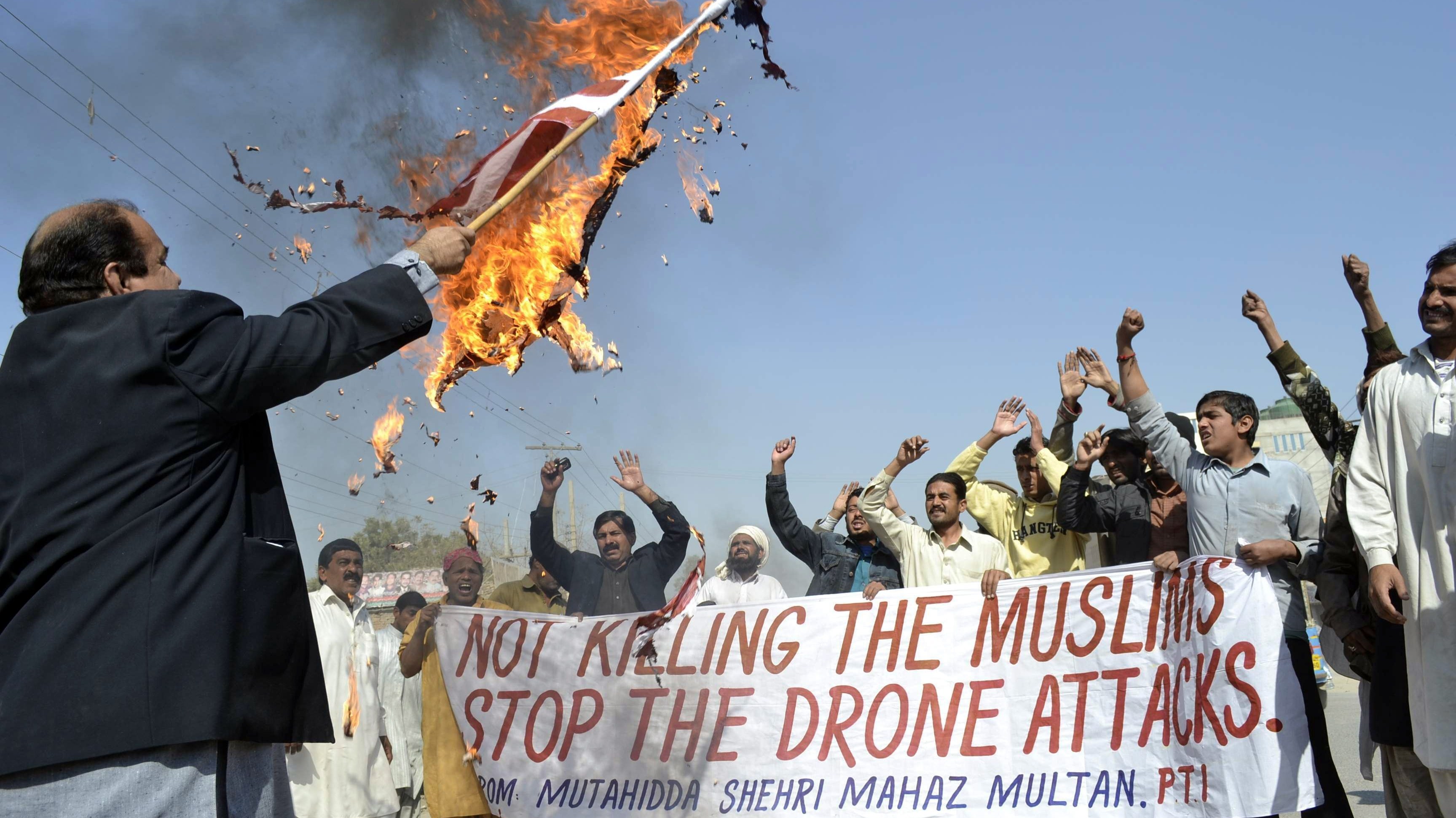 February: A protest in Multan, Pakistan, over the drone attacks.