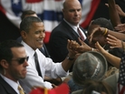 President Obama shakes hands after a grassroots rally in Columbus, Ohio. President Obama shakes hands after a grassroots rally in Columbus, Ohio.