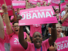 Supporters of Planned Parenthood wave banners during a rally for President Obama in Charlotte, N.C., on Sept. 4, ahead of the opening of the Democratic National Convention. Supporters of Planned Parenthood wave banners during a rally for President Obama in Charlotte, N.C., on Sept. 4, ahead of the opening of the Democratic National Convention.