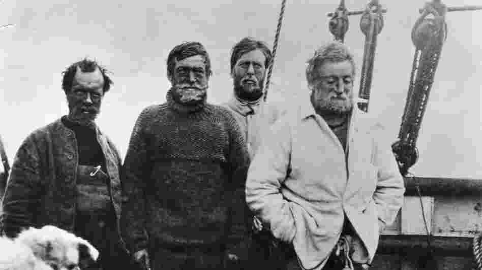 From left: Frank Wild, Ernest Shackleton, Dr. Eric Marshall and Jameson Adams head back to base camp after getting within 97 miles of the South Pole — closer than anyone had gotten before them — in January 1909.
