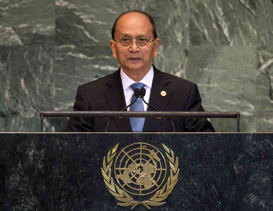 Myanmar President Thein Sein addresses the 67th United Nations General Assembly meeting on Sept. 27