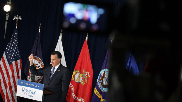Mitt Romney speaks Thursday at American Legion Post 176 in Springfield, Va.