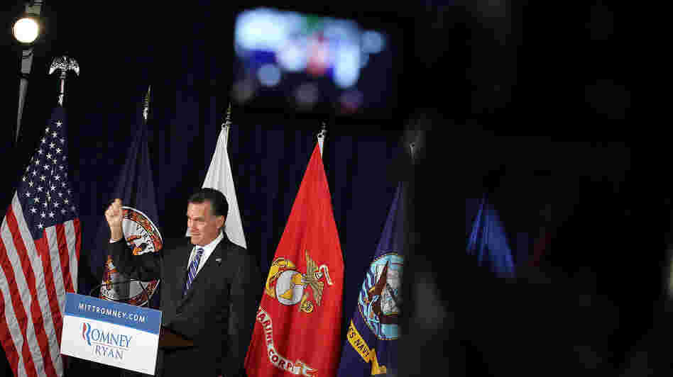 Mitt Romney speaks Thursday at American Legion Post 176 in Springfield, Va.