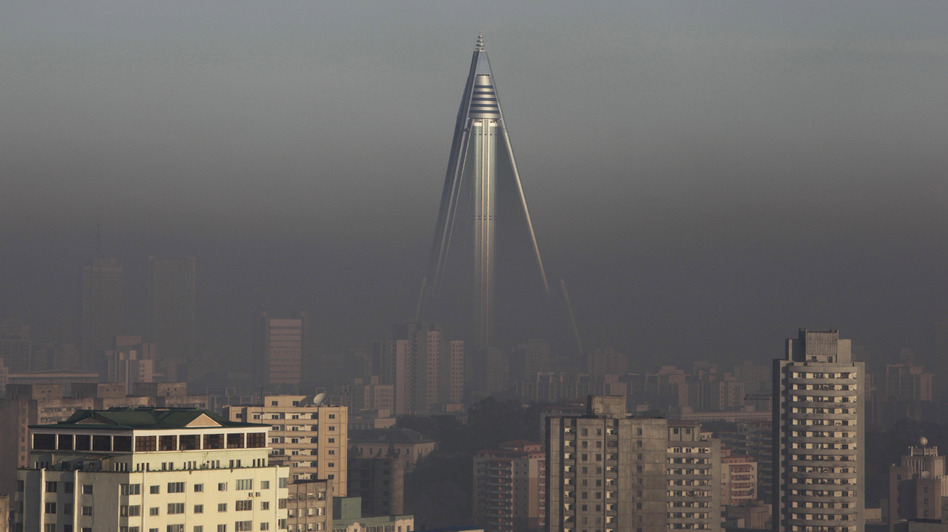 In 2011, The Associated Press released this image of the hotel rising above the smog covering Pyongyang.