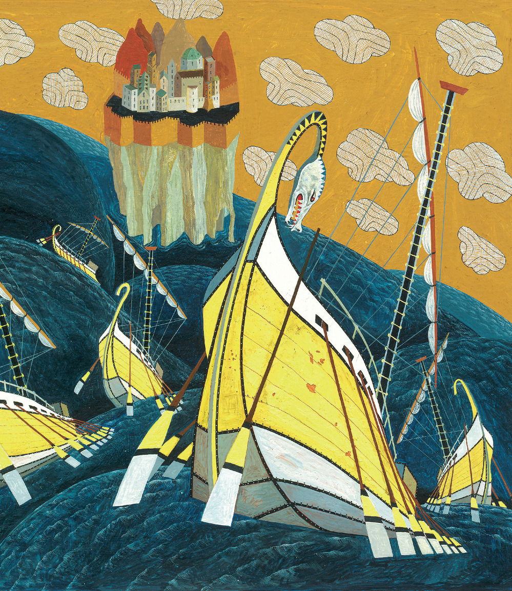 "He and his men traveled on across the uncharted sea, congratulating themselves on their escape. They were still lost, but they let the wind carry them forward, hoping they would soon reach land."