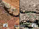 NASA says it has found proof that water shaped the rocks on the left, in a photograph taken by the Mars rover Curiosity (left). For comparison, the agency released an image of rocks from the Earth (right).
