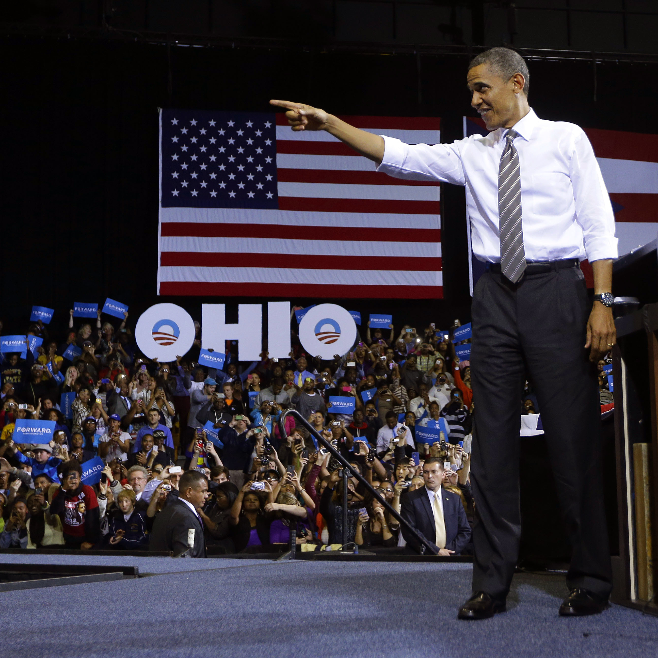 President Barack Obama speaks at a campaign event at Ohio's Kent State University on Wednesday.