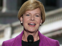 U.S. Rep. Tammy Baldwin addresses the Democratic National Convention in Charlotte, N.C., earlier this month. Baldwin was once considered the underdog in the race for retiring Democrat Herb Kohl's Senate seat, but now polls show her leading Tommy Thompson.