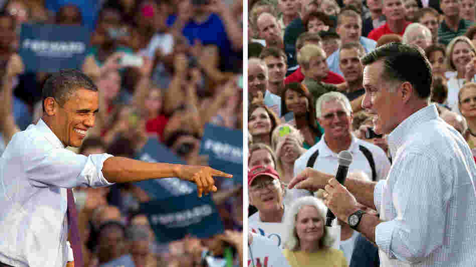 President Obama and Mitt Romney campaign in August: Obama in Leesburg, Va.; Romney in Waukesha, Wis. President Obama and Mitt Romney campaign in August: Obama in Leesburg, Va.; Romney in Waukesha, Wis.