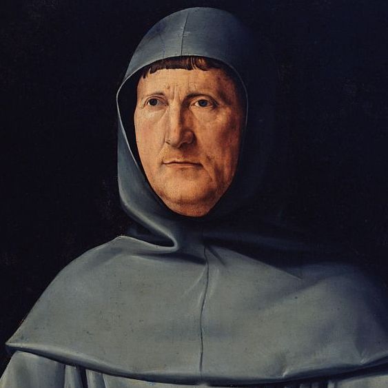 Luca Pacioli is the one on the left. (Nobody knows who the guy on the right is.)