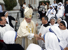Archbishop John J. Myers stands outside Cathedral Basilica of the Sacred Heart in Newark, N.J. The archbishop has urged followers to assess the presidential candidates for their views on abortion and gay marriage. Archbishop John J. Myers stands outside Cathedral Basilica of the Sacred Heart in Newark, N.J. The archbishop has urged followers to assess the presidential candidates for their views on abortion and gay marriage.