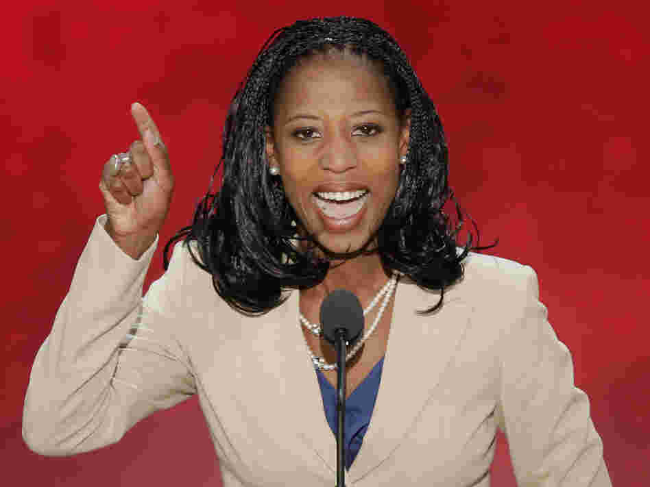 Mia Love, the mayor of Saratoga Springs, Utah, addresses the Republican National Convention in Tampa, Fla., on Aug. 28. She's running for Congress against incumbent Democrat Jim Matheson.