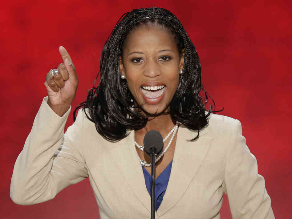 Mia Love, the mayor of Saratoga Springs, Utah, addresses the Republican National Convention in Tampa, Fla., on Aug. 28. She's running for Congress against incumbent Democrat Jim Matheson.