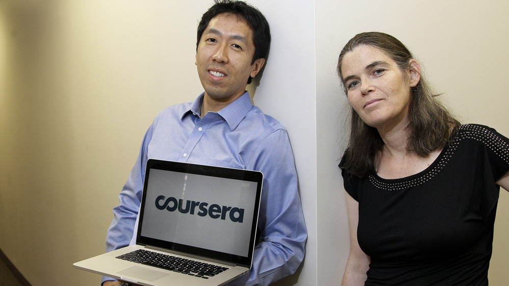 Coursera founders Andrew Ng and Daphne Koller are computer science professors at Stanford University.
