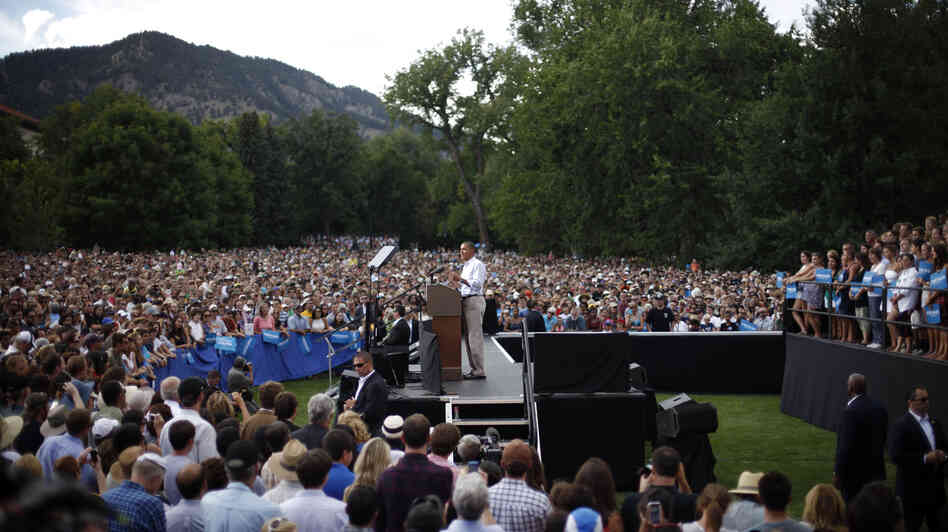 President Obama speaks during a campaign event at University of Colorado Boulder Sept. 2. He and his Republican challenger, Mitt Romney, will have their first debate at the University of Denver on Wednesday.