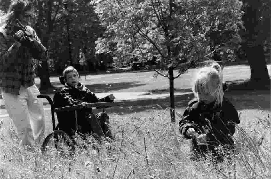 Neil Young videotaping his children, Ben and Amber, on a trip to New Zealand in 1987.