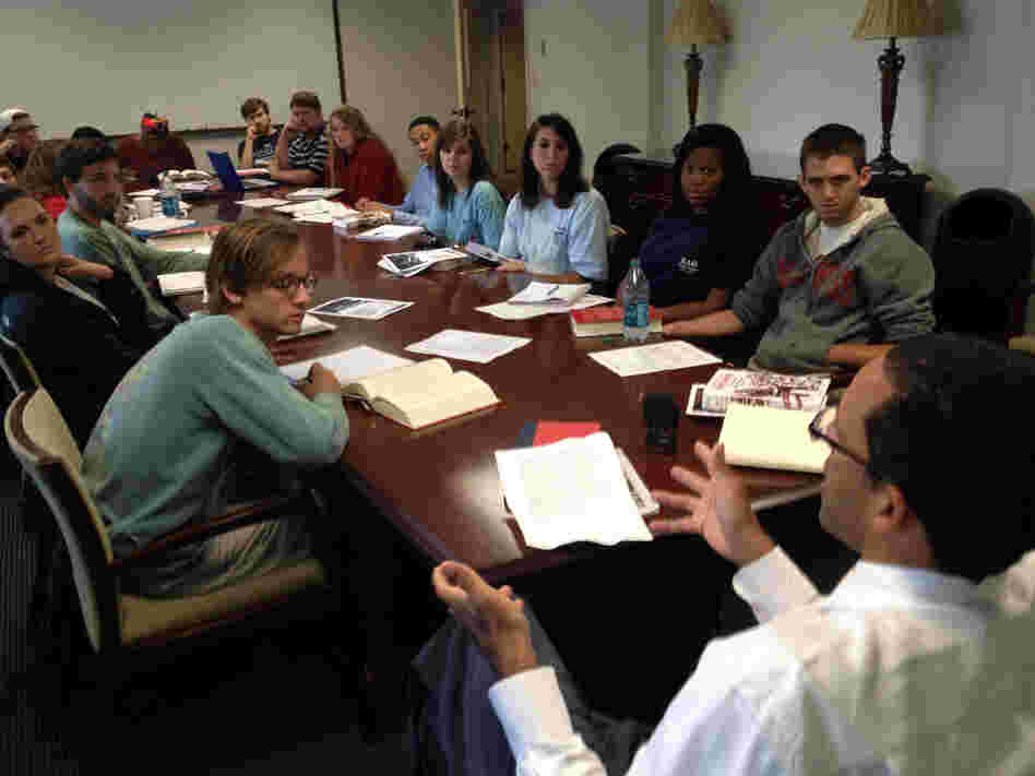 Undergraduate Ole Miss students sit in an Honors College course called "Opening the Closed Society," on the school's turbulent history.