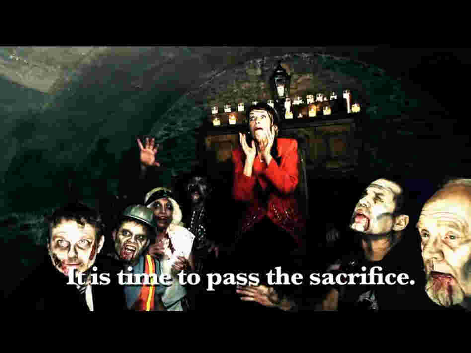 Actors depict Rep. Nancy Pelosi and zombies in a campaign ad by her Republican challenger.