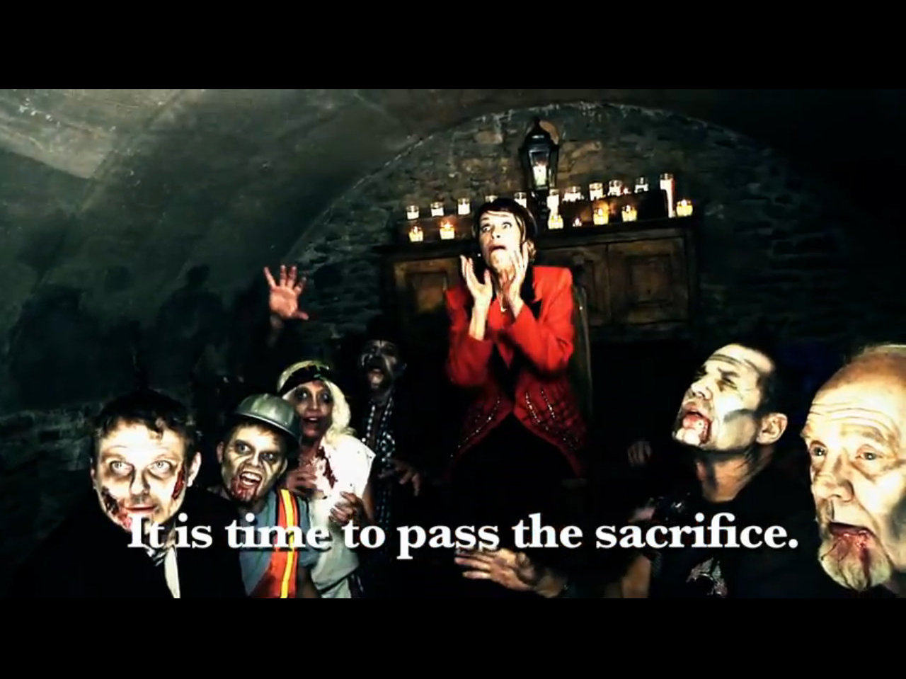 Actors depict Rep. Nancy Pelosi and zombies in a campaign ad by her Republican challenger.