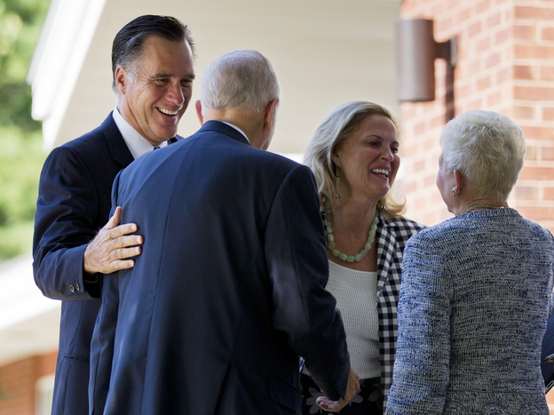 Republican presidential candidate Mitt Romney and his wife, Ann, at the Church of Jesus Christ of Latter-day Saints in Wolfeboro, N.H. The candidate regularly attends church, but he rarely invokes religion on the campaign trail.