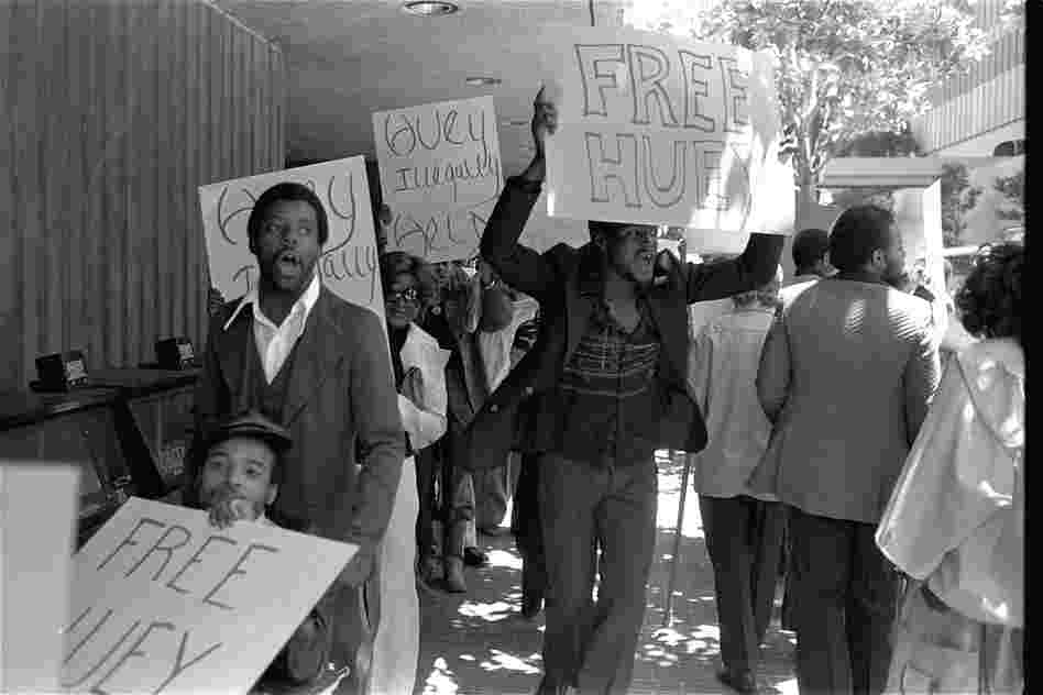 Black Panther members stage a protest outside the Canadian Consulate in San Francisco on June 27, 1977. The Canadian government detained Huey Newton as he returned from self-imposed exile in Cuba to stand trial for a 1964 murder. He was not convicted.