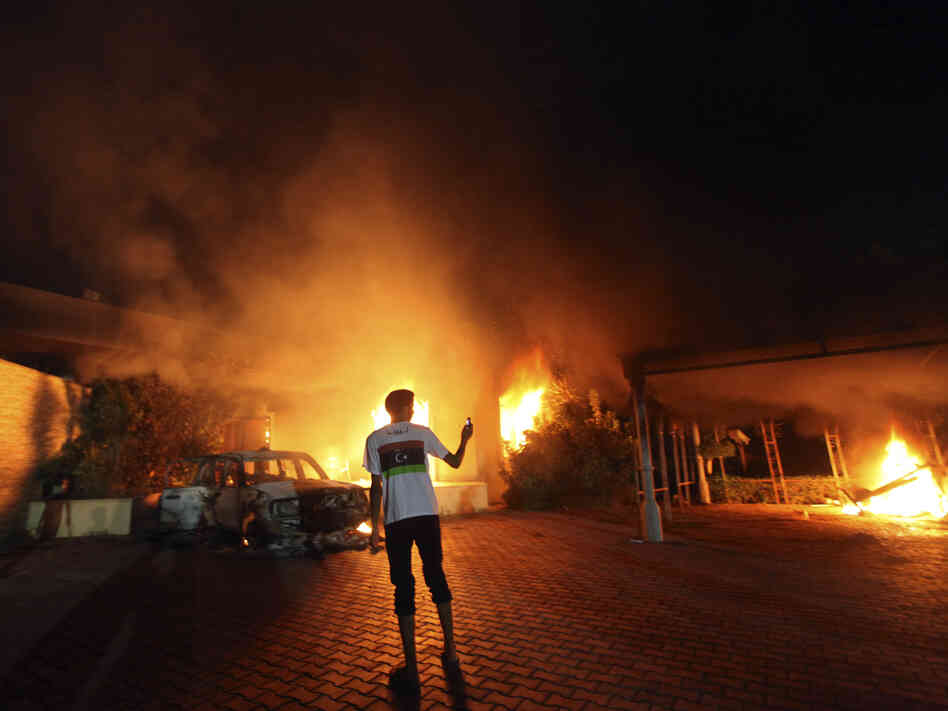 Sept. 11, 2012: A blaze erupted during the attack on the U.S. consulate in Benghazi, Libya.