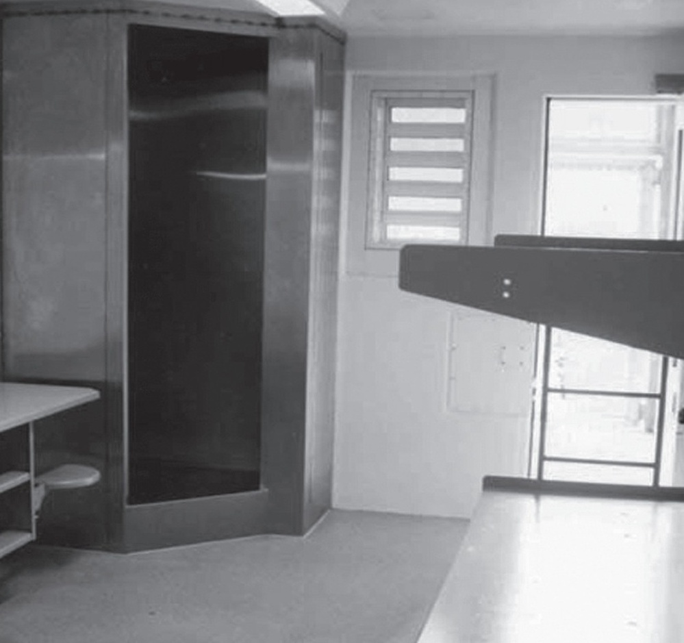 A typical special housing unit (SHU) cell for two prisoners, in use at Upstate Correctional Facility and SHU 20.0.s in New York.