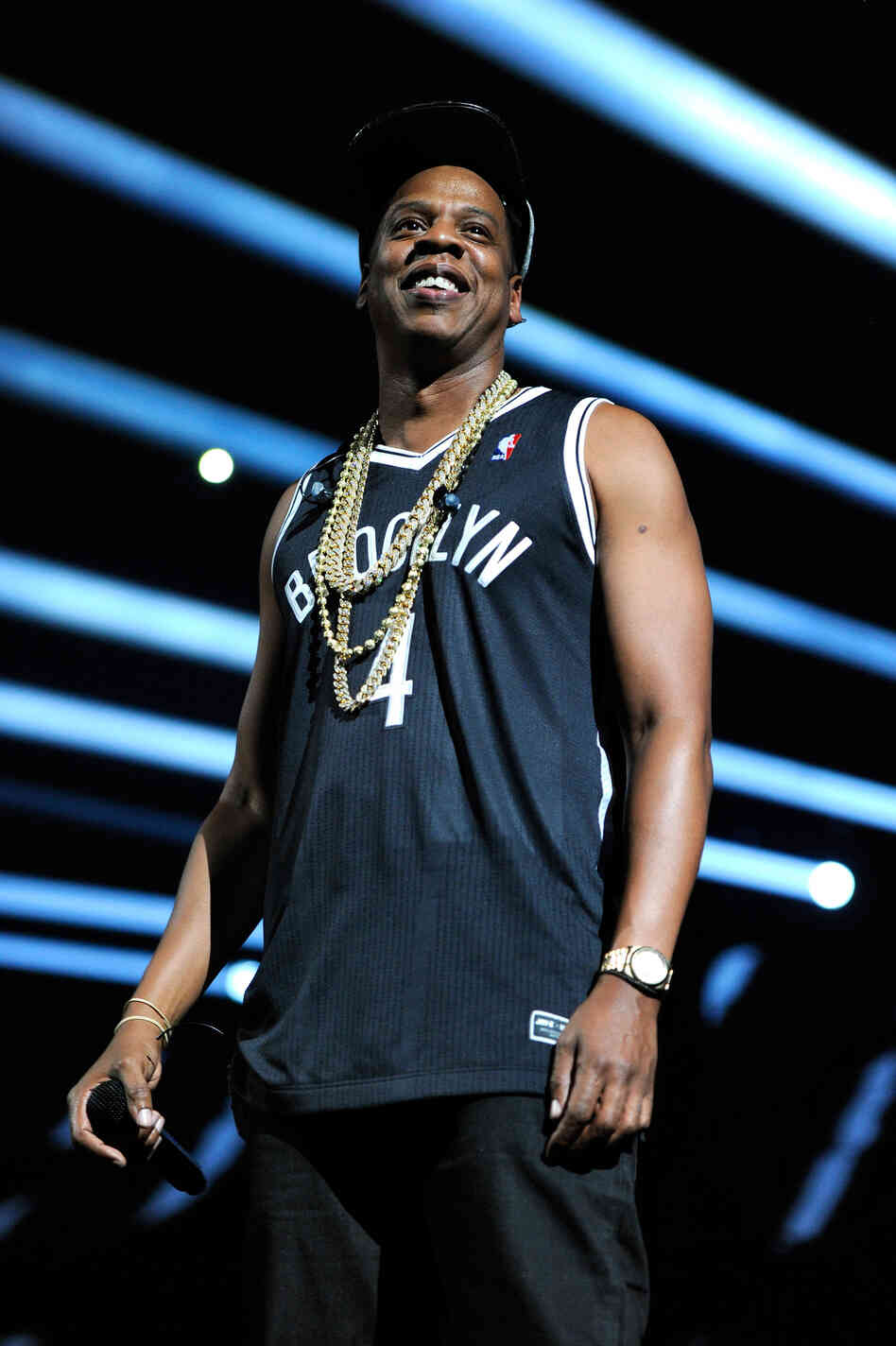 Jay-Z looking out at the crowd there to watch him play the first show at the Barclays Center in Brooklyn on Sept 28. Jay-Z looking out at the crowd there to watch him play the first show at the Barclays Center in Brooklyn on Sept 28.