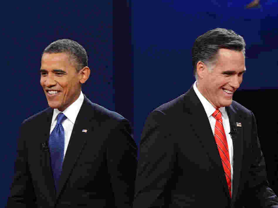 President Barack Obama and Republican presidential candidate Mitt Romney at the first 2012 presidential debate in Denver, CO. President Barack Obama and Republican presidential candidate Mitt Romney at the first 2012 presidential debate in Denver, CO.