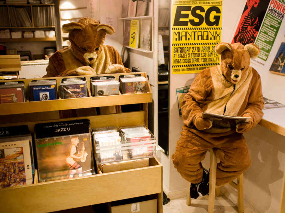 The 2 Bears' Joe Goddard and Raf Daddy in their natural habitat: the record store.