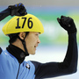 Simon Cho of the U.S. celebrates during the 500 meter men's final race at the Short Track Speed Skating World Cup in Dresden in 2011. Simon Cho of the U.S. celebrates during the 500 meter men's final race at the Short Track Speed Skating World Cup in Dresden in 2011.