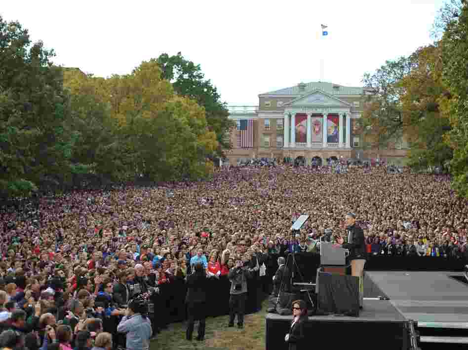 President Obama drew a crowd in Madison, Wis., the day after his widely panned first debate against GOP challenger Mitt Romney.