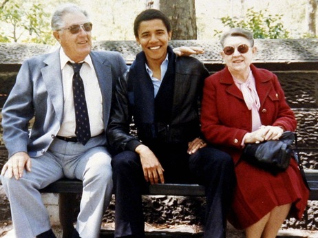 While he was attending Columbia University in New York City, Barack Obama's maternal grandparents - Stanley and Madelyn Dunham - visited him there. The president lived with them in Hawaii for much of his youth. While he was attending Columbia University in New York City, Barack Obama's maternal grandparents - Stanley and Madelyn Dunham - visited him there. The president lived with them in Hawaii for much of his youth.