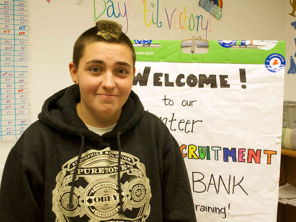Rion Tucker is a canvasser for Equality Maine. The organization is working to get supporters to the polls on Election Day, to vote for a ballot initiative legalizing same-sex marriage.