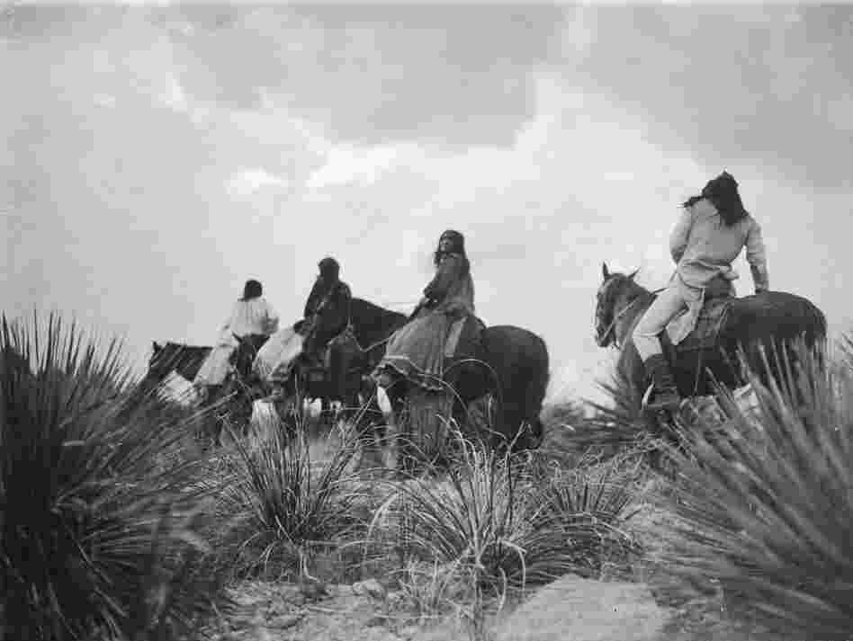 Before the Storm—Apache, 1906. In the arid high country of Arizona Territory, Curtis spent many months trying to capture Apache moments. Told the Apache had no religion, he was determined to prove otherwise.