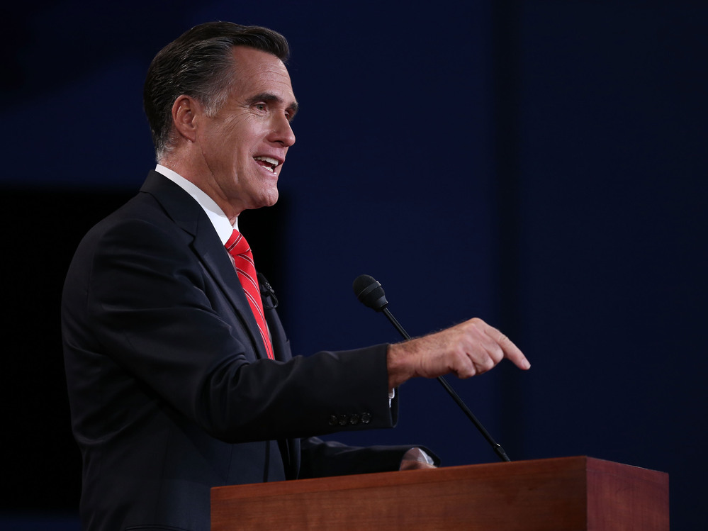 Mitt Romney speaks during the presidential debate Wednesday in Denver.