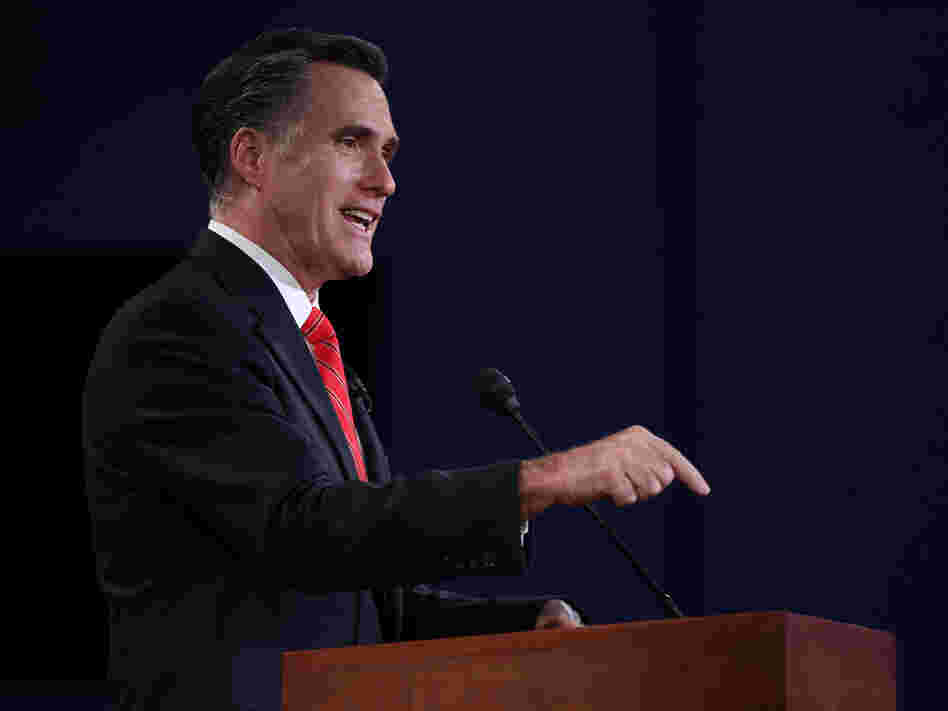 Mitt Romney speaks during the presidential debate Wednesday in Denver.