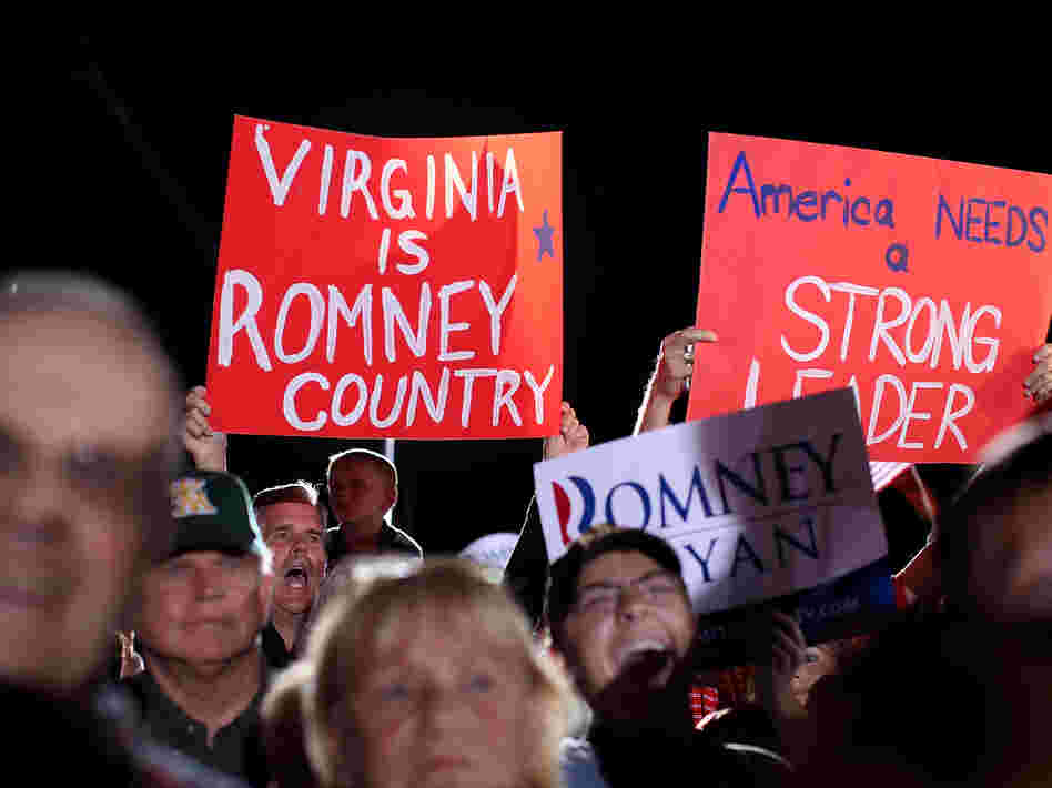 Supporters of Republican Mitt Romney during a campaign rally Thursday in Fishersville, Va.