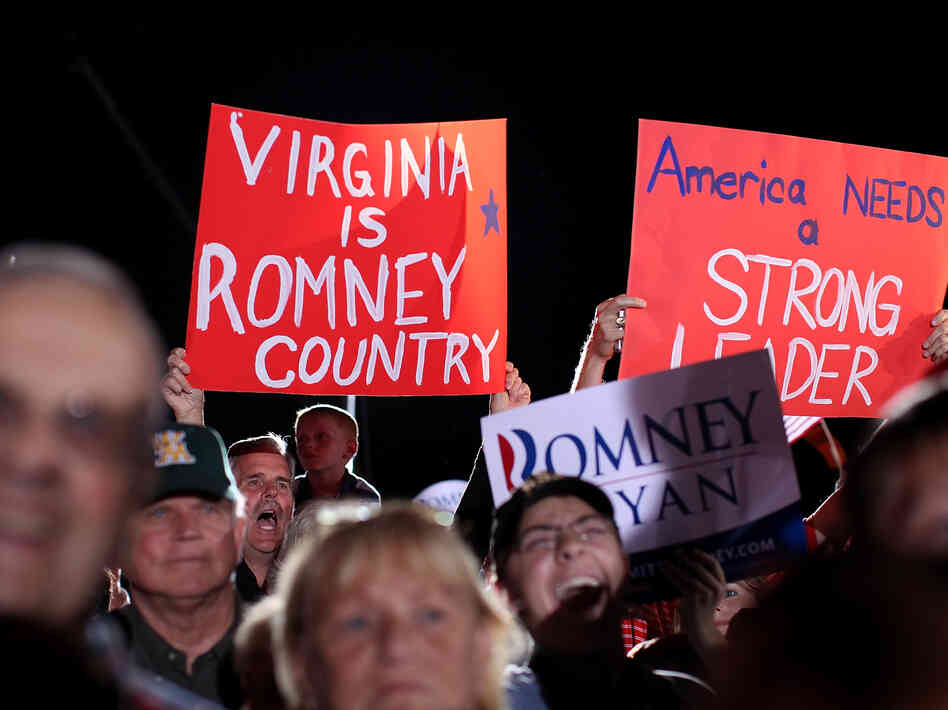 Supporters of Republican Mitt Romney during a campaign rally Thursday in Fishersville, Va.