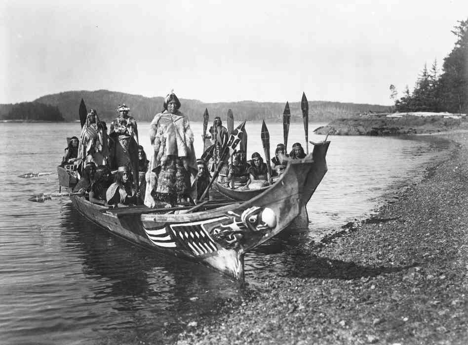 Wedding party, 1914. A still from the film In the Land of the Head Hunters, in which Curtis sought to re-create a mythic story of the Kwakiutl.