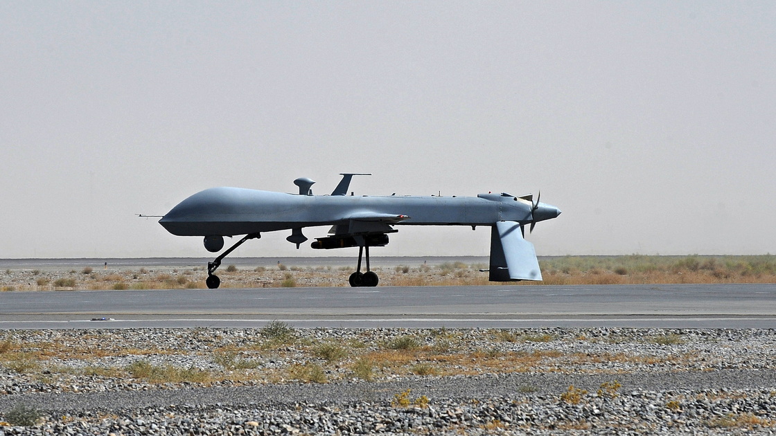 An unmanned U.S. Predator drone sits on the tarmac of Kandahar military airport in southern Afghanistan in 2010. The U.S. has been using drones in Pakistan for years. The Pakistanis initially claimed the drone attacks as the work of their own military, but the strikes have become a source of friction.