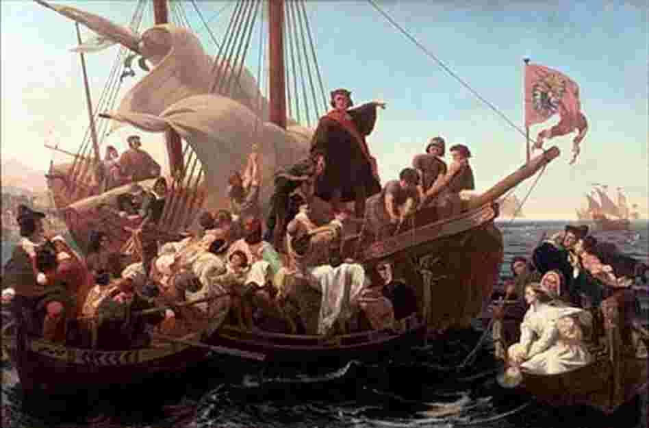 Christopher Columbus on the Santa Maria.